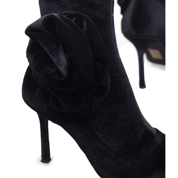 NWOB Jeffrey Campbell Florette Velvet Pointed Toe Sock Ankle Boots Black Sz 8.5 - Picture 7 of 15